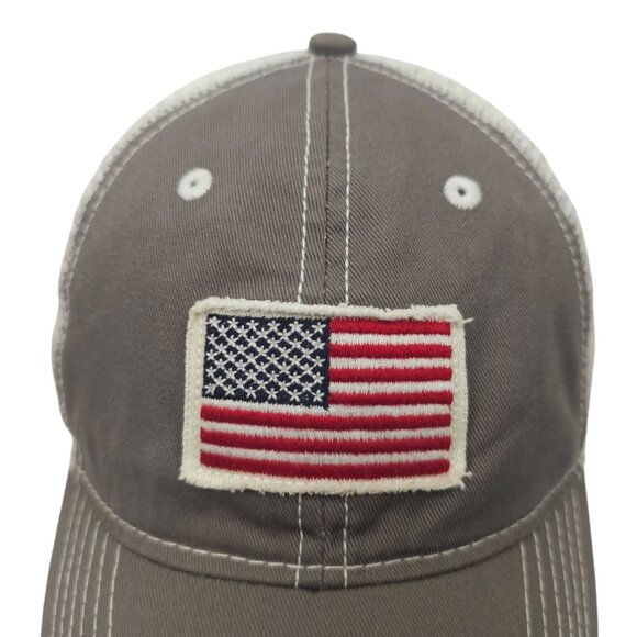 American Flag Patch Strapback Cap Curved Brim Mesh Trucker Baseball Hat Gray - Picture 9 of 14